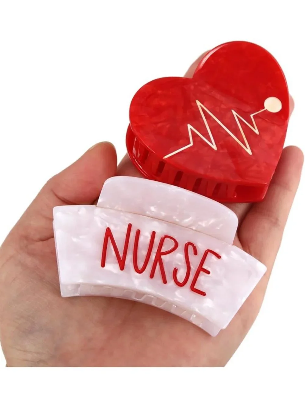 Personalized Heart Shape Acetate Claw Clips for Women - Perfect Nurse Gift!